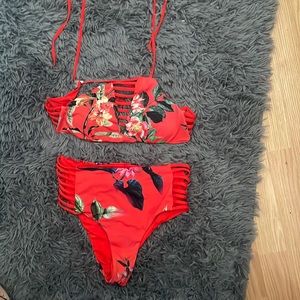 Orange floral bathing suit
